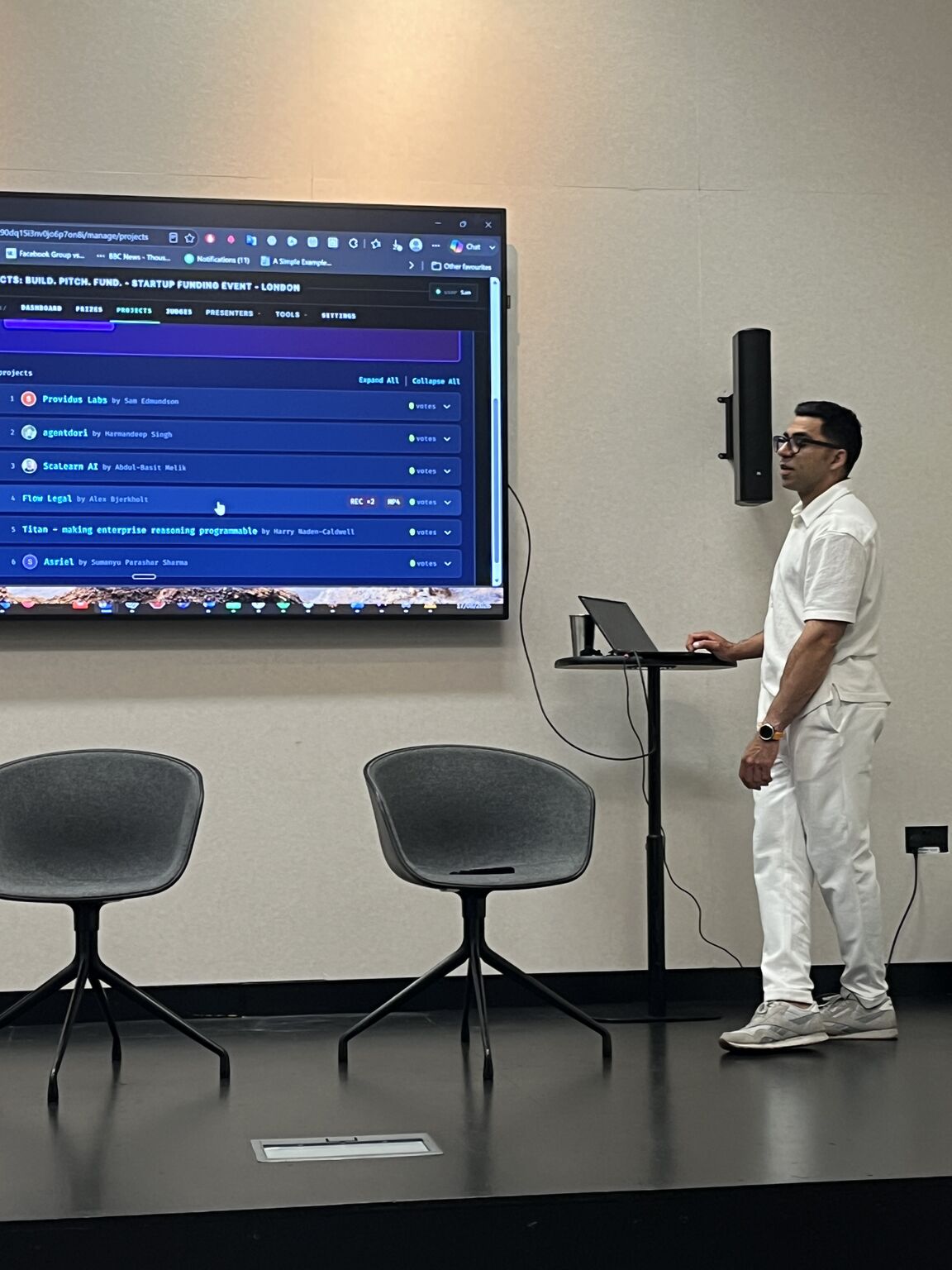 Founder presenting at Build Pitch Fund