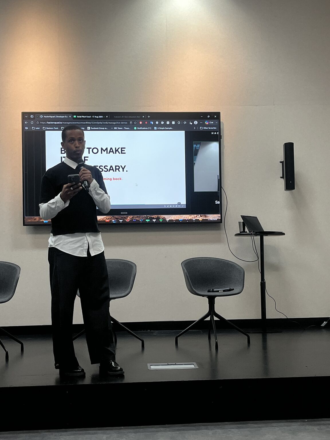 Pitch presentation at the event